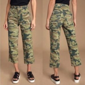 NWT Size 24 Free People Camo High Rise Denim Straight Leg Pants